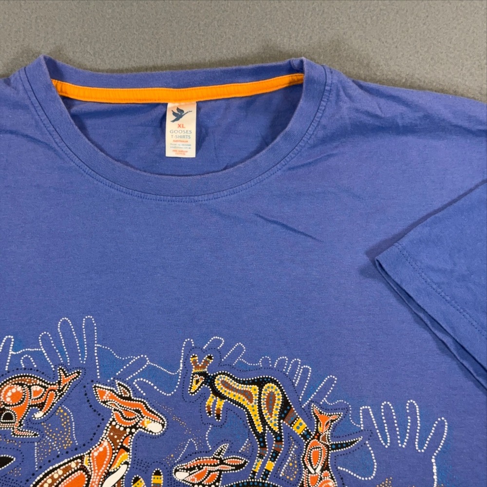 Gooses T-Shirts Australia Men XL Blue Aboriginal Art Kangaroo Jimmy Eastwood Tee